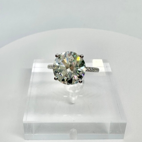Moissanite Diamond Ring 3 Ct Engagement Wedding Round Solitaire GRA Size 10.5 - Picture 9 of 11